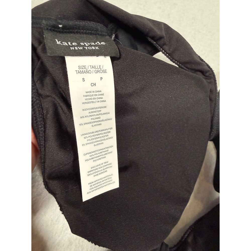 Kate Spade New York Black Bikini Top Front Tie S8C326S Womens Small New - Picture 7 of 12